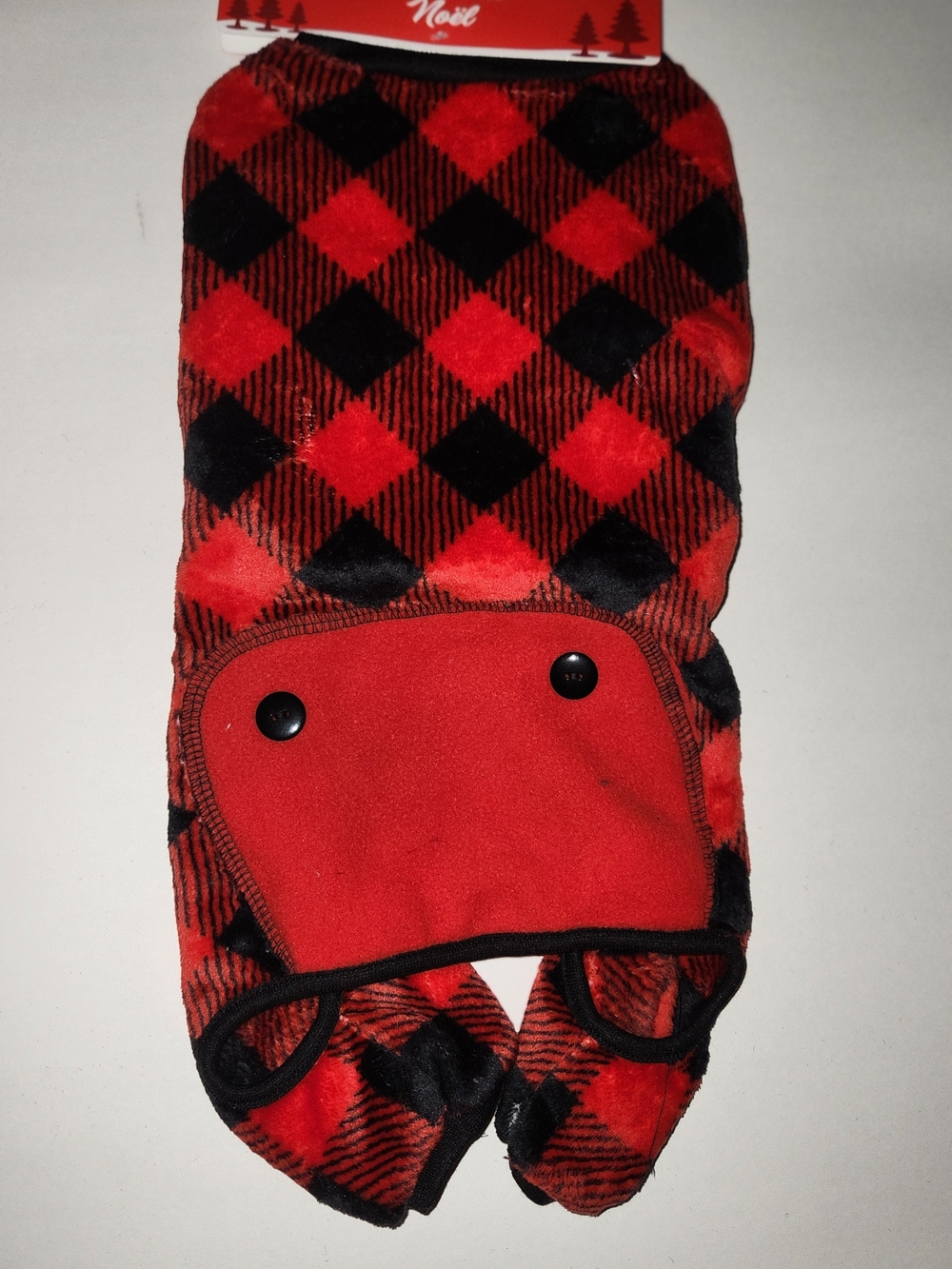 Plush Red & Black Buffalo Plaid Dog Jumpsuit - Cozy Winter Pet Onesie